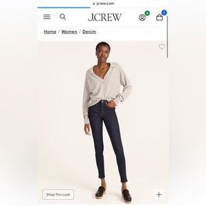 J. Crew Dark 9" Toothpick Denim High Rise Jean Size 30